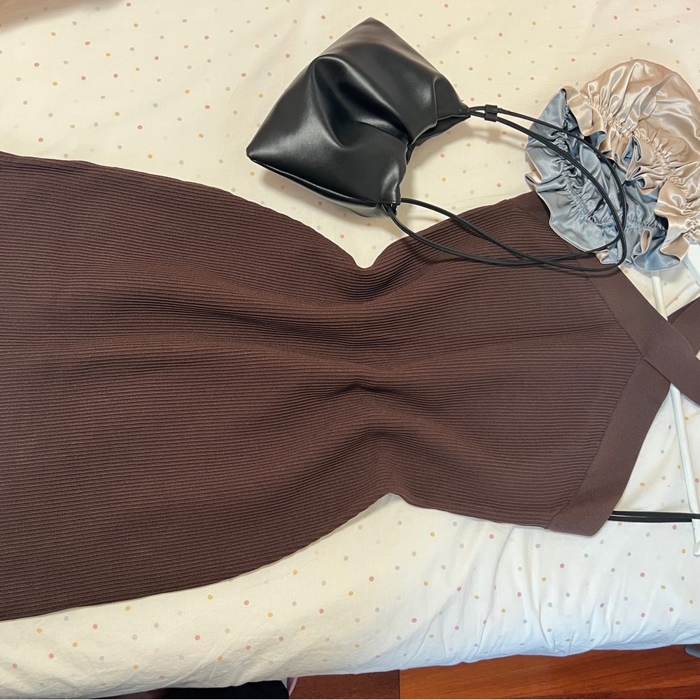 Aritzia Babaton Sculpt Knit Dress Brown